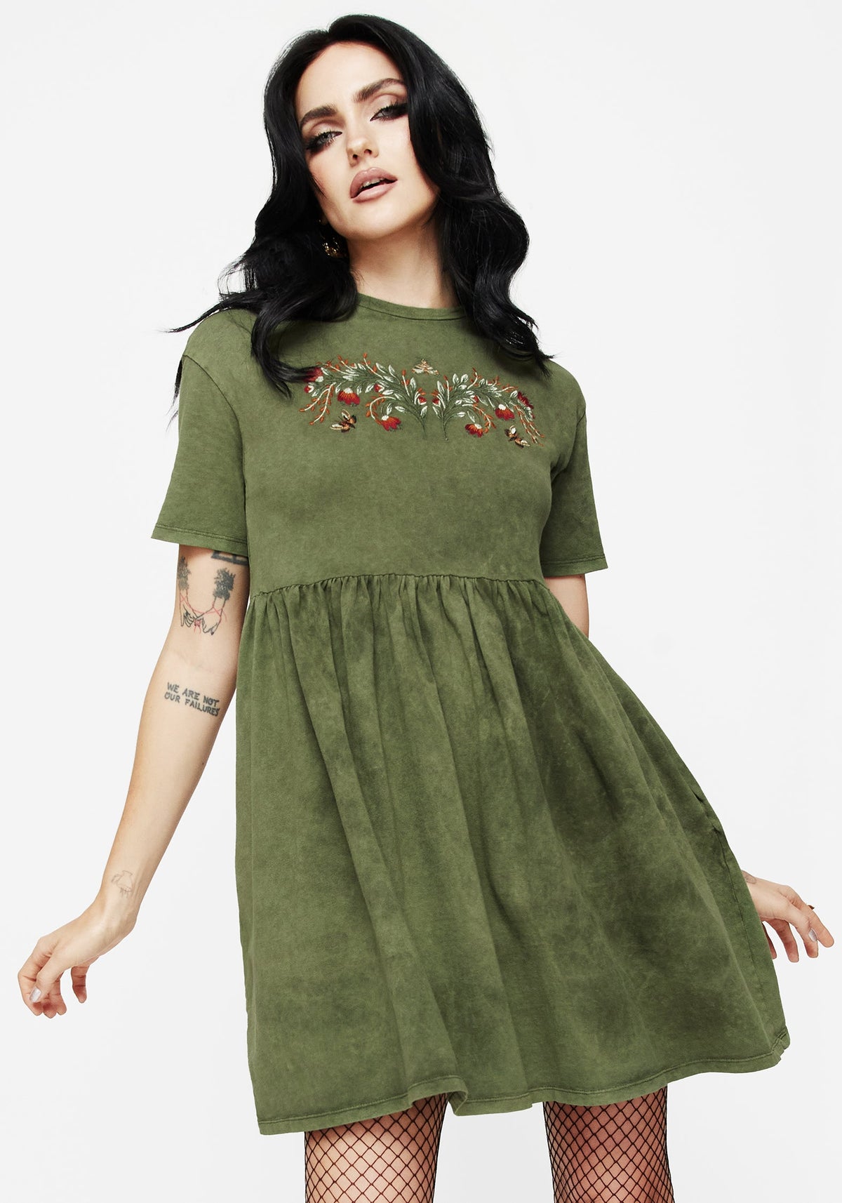 Copia Bestickt Baumwolle Jersey Skater Kleid