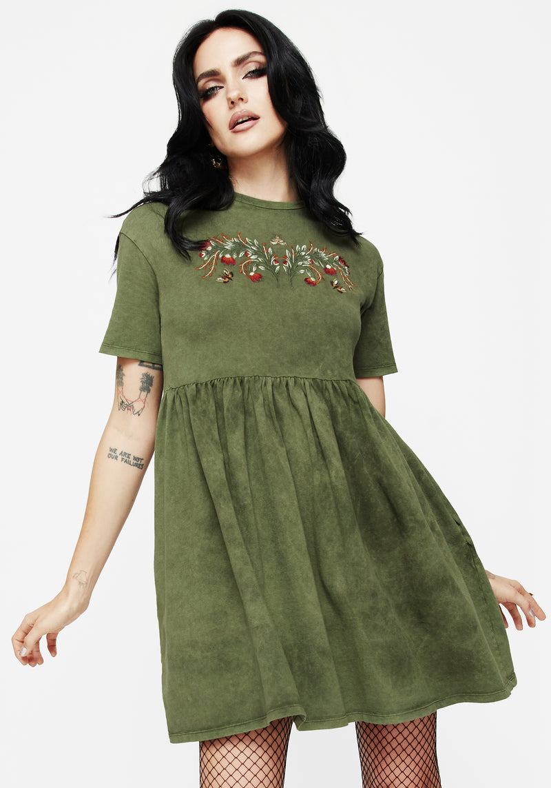 Copia Bestickt Baumwolle Jersey Skater Kleid    