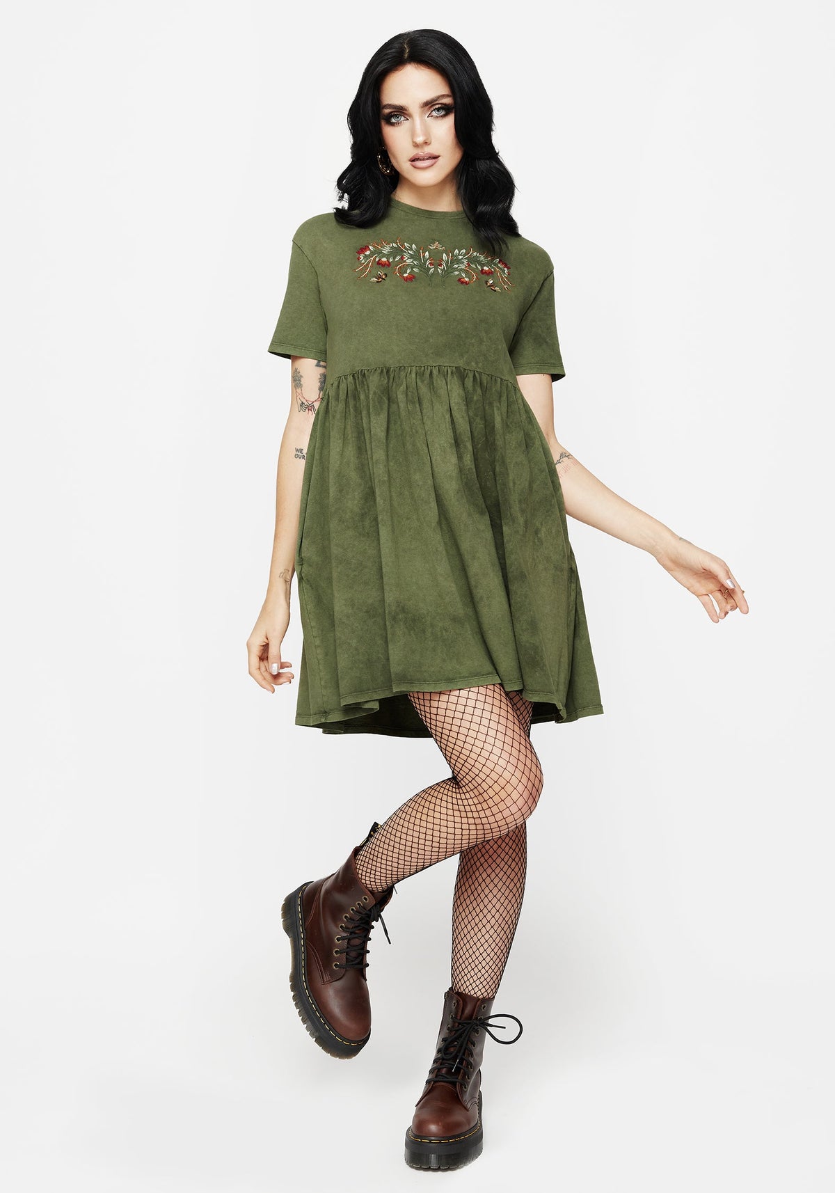 Copia Bestickt Baumwolle Jersey Skater Kleid