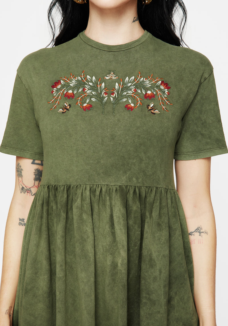 Copia Bestickt Baumwolle Jersey Skater Kleid    