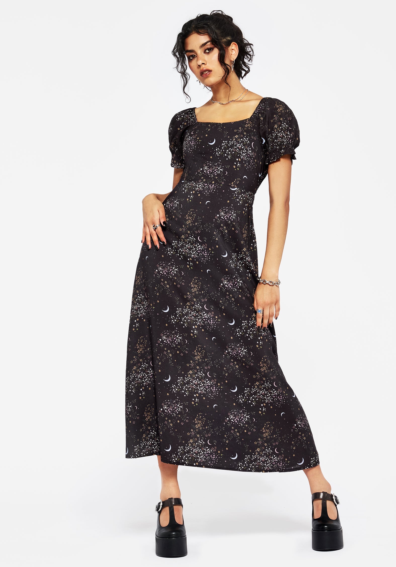 Peaseblossom Celestial Back Schnitt Raus Midi Kleid