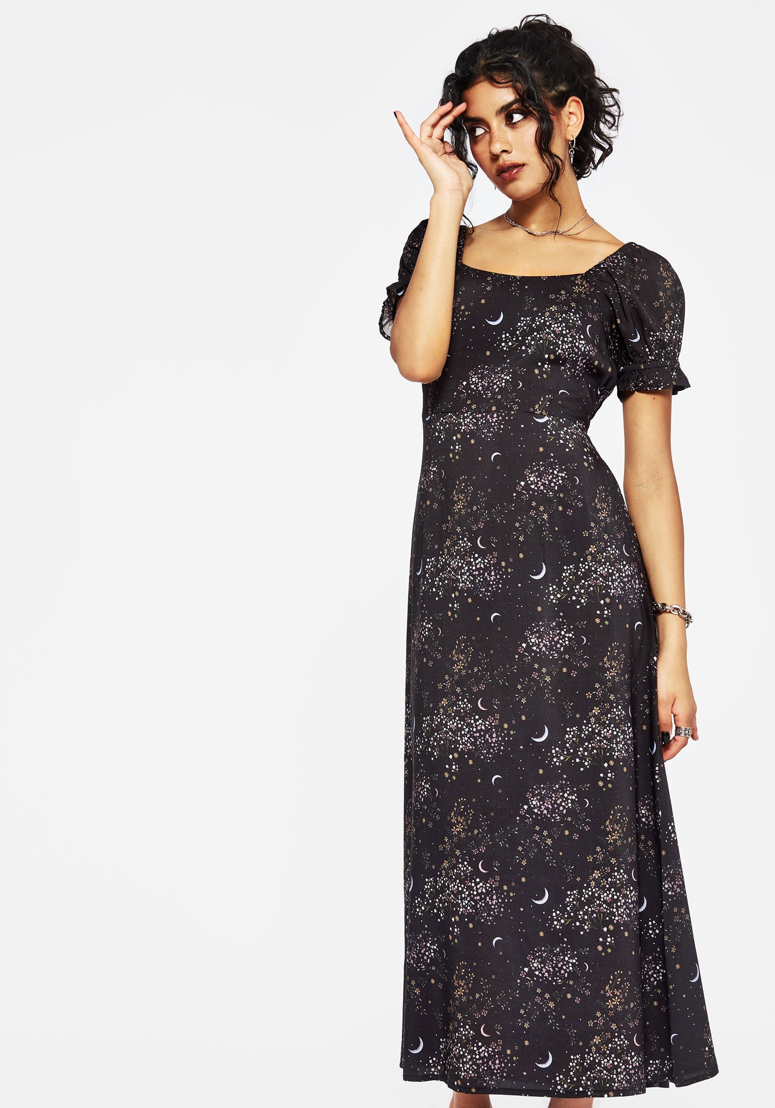 Peaseblossom Celestial Back Schnitt Raus Midi Kleid