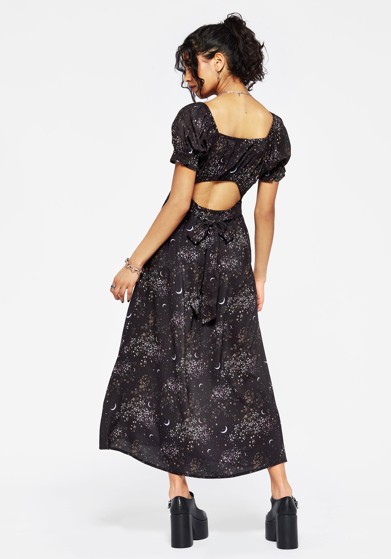 Peaseblossom Celestial Back Schnitt Raus Midi Kleid