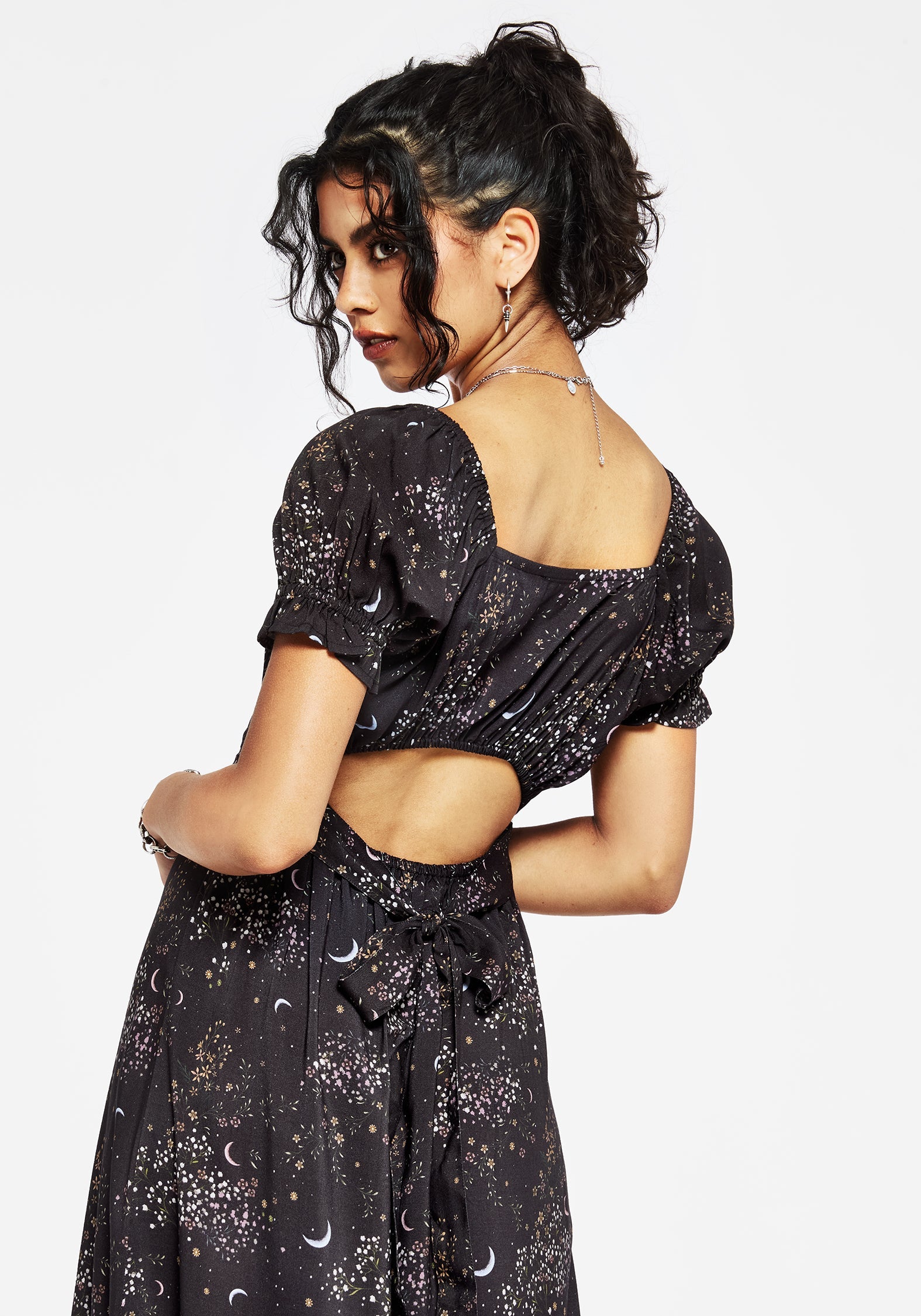 Peaseblossom Celestial Back Schnitt Raus Midi Kleid