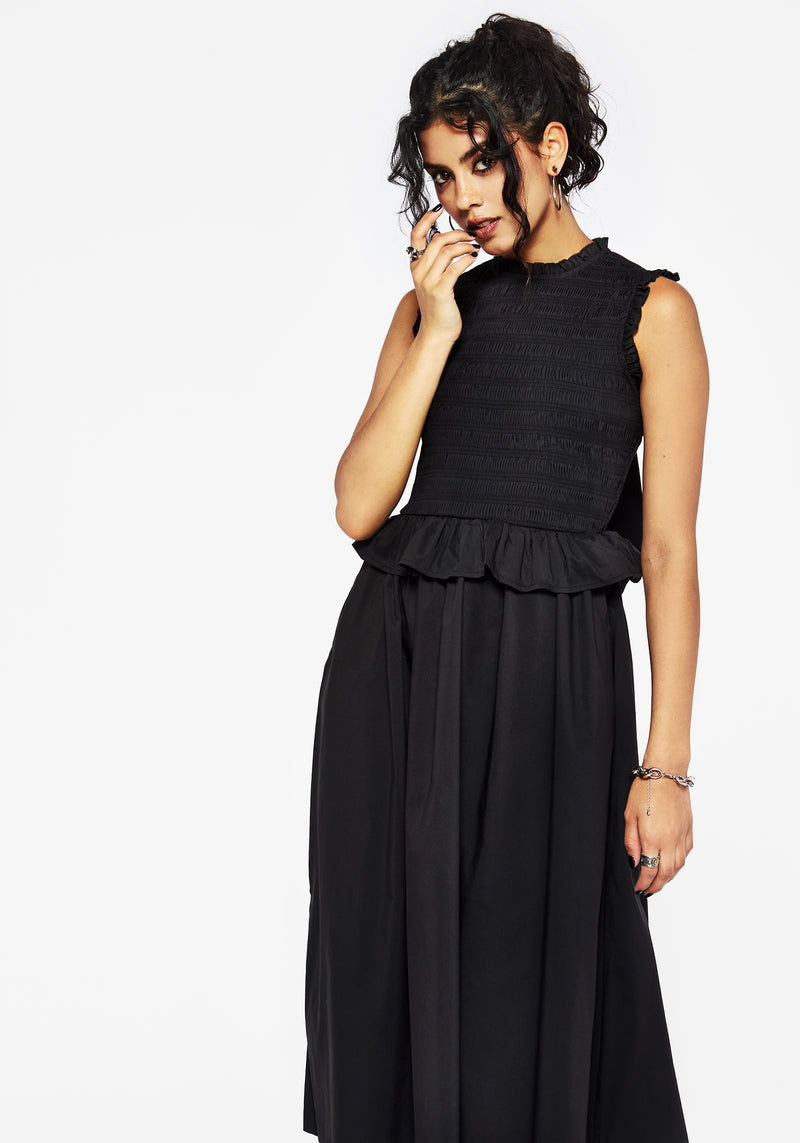 Veronica Baumwolle Smocked Mieder Schleife Detail Midi Kleid