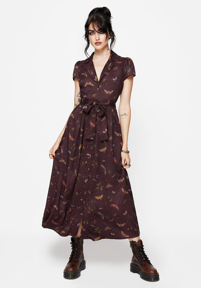 Celia Moth Printed Midi Shirt Dress