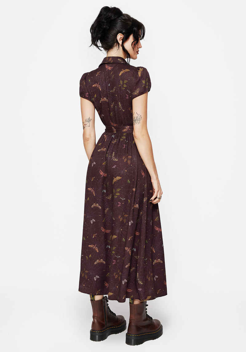 Celia Moth Printed Midi Shirt Dress