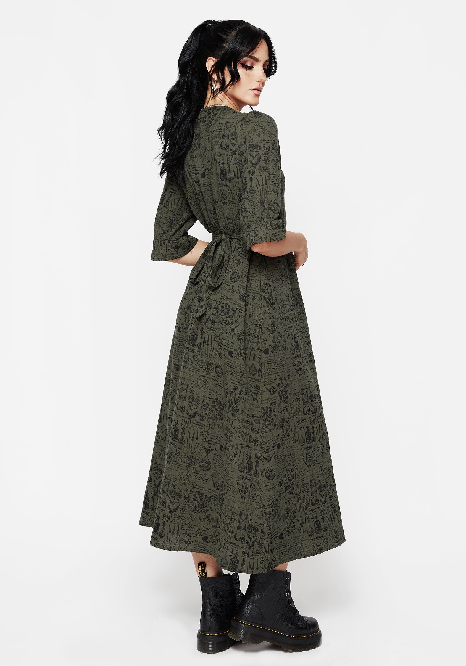 Taddea Baumwolle Knopf Hoch Midaxi Kleid
