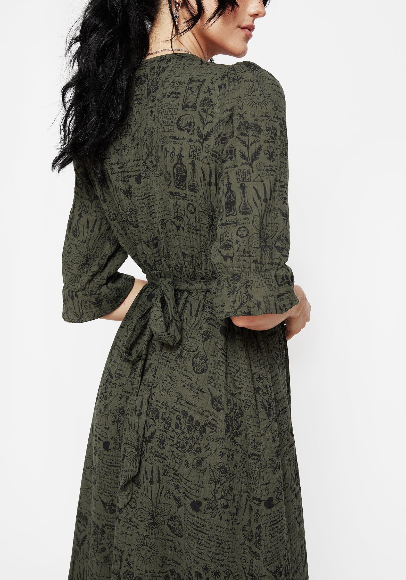 Taddea Baumwolle Knopf Hoch Midaxi Kleid