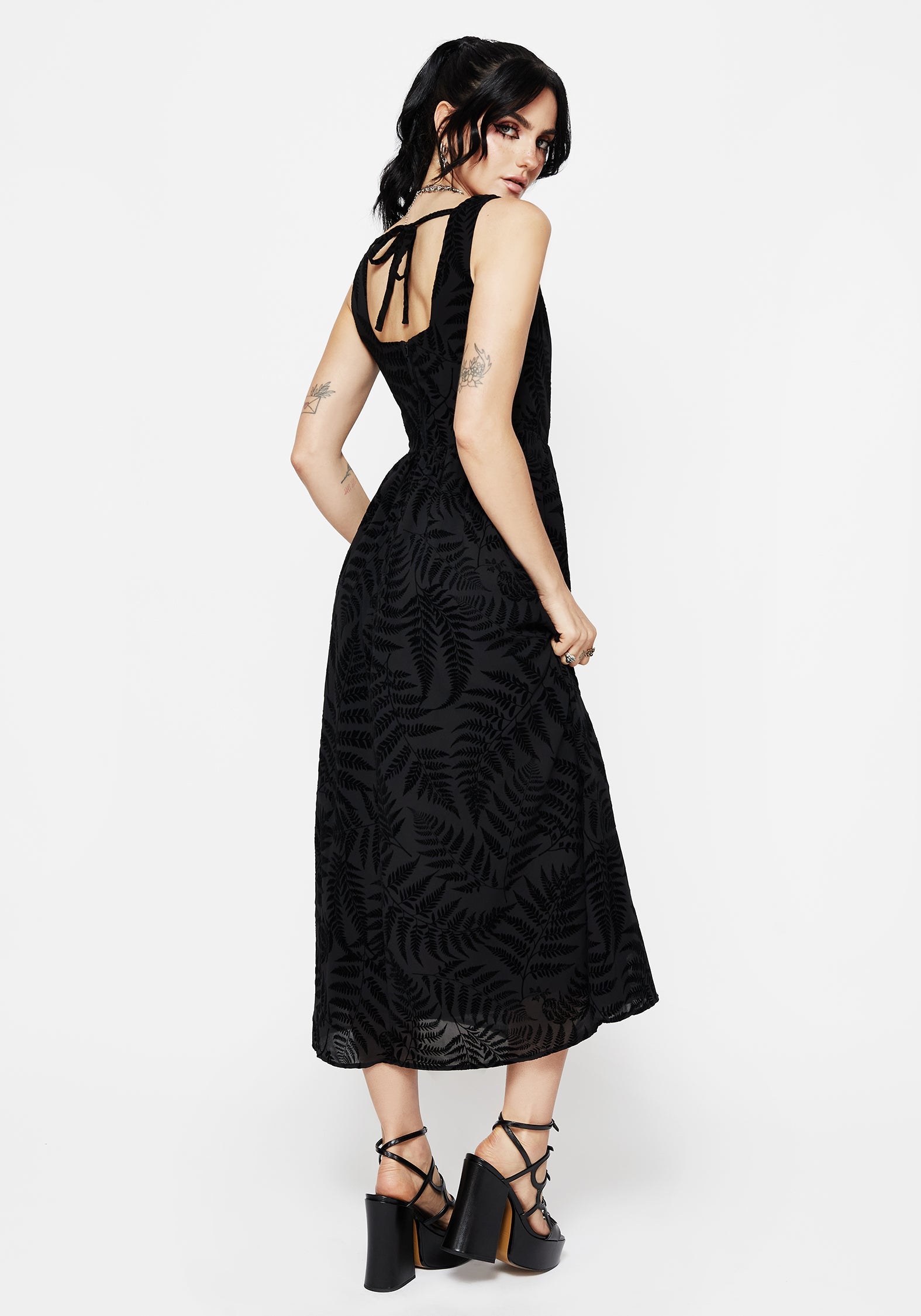 Lunafern Farn Druck Cami Midaxi Kleid