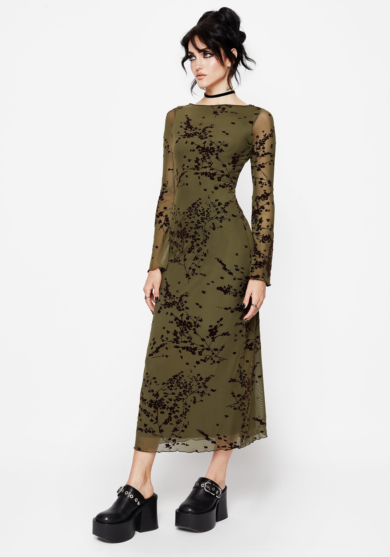 Jael Beflockt Ausgebrannt Midi Kleid