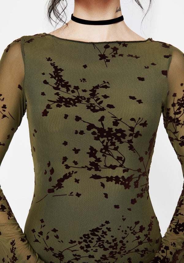 Jael Flocked Devoré Midi Dress