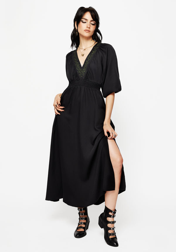 Veil Blumenmuster Bestickt Batwing Midaxi Kleid