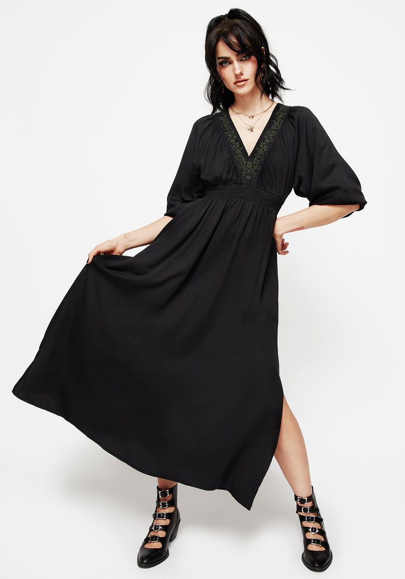 Veil Blumenmuster Bestickt Batwing Midaxi Kleid