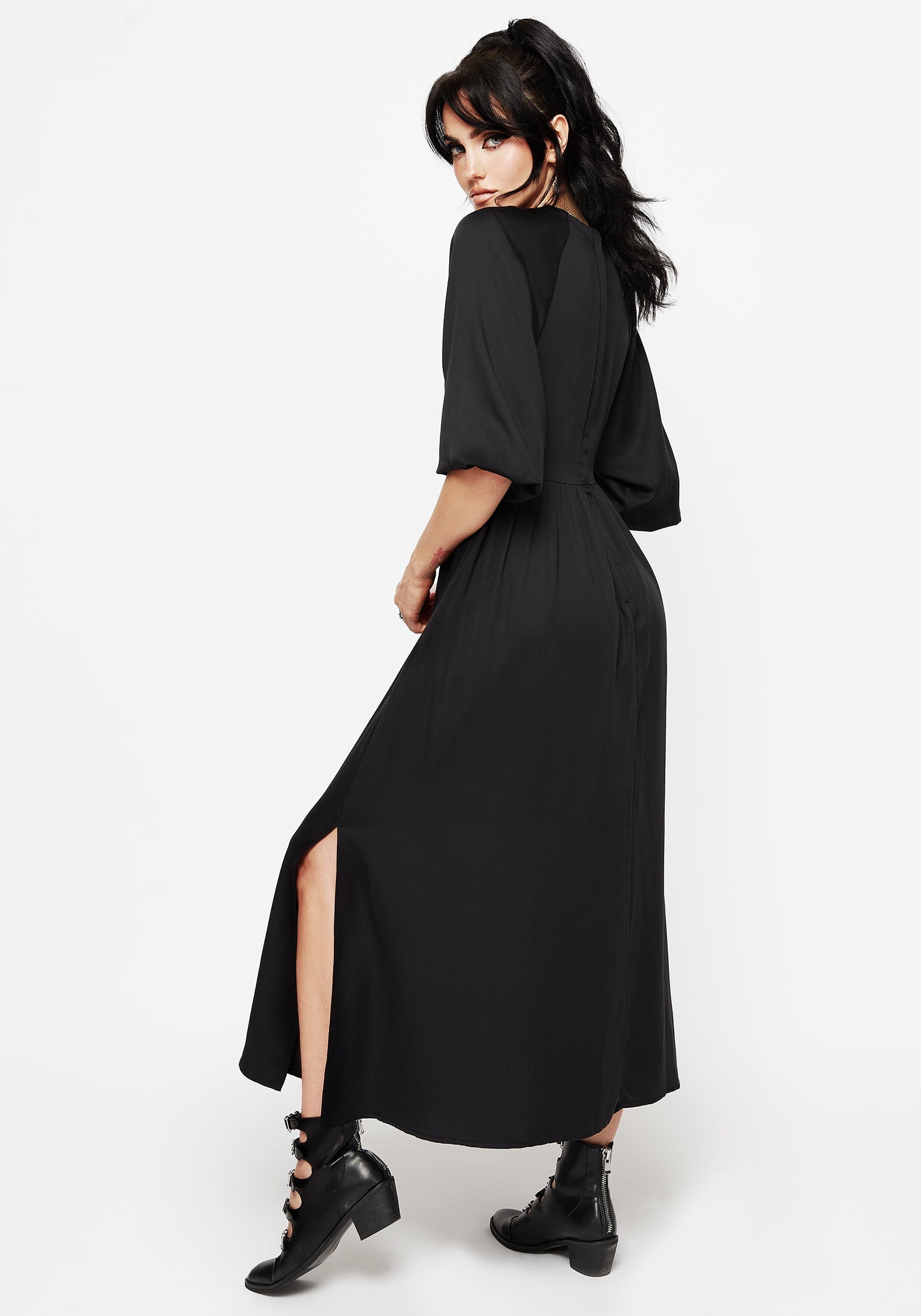 Veil Blumenmuster Bestickt Batwing Midaxi Kleid
