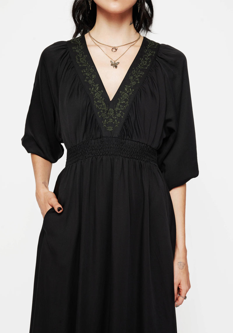 Veil Blumenmuster Bestickt Batwing Midaxi Kleid