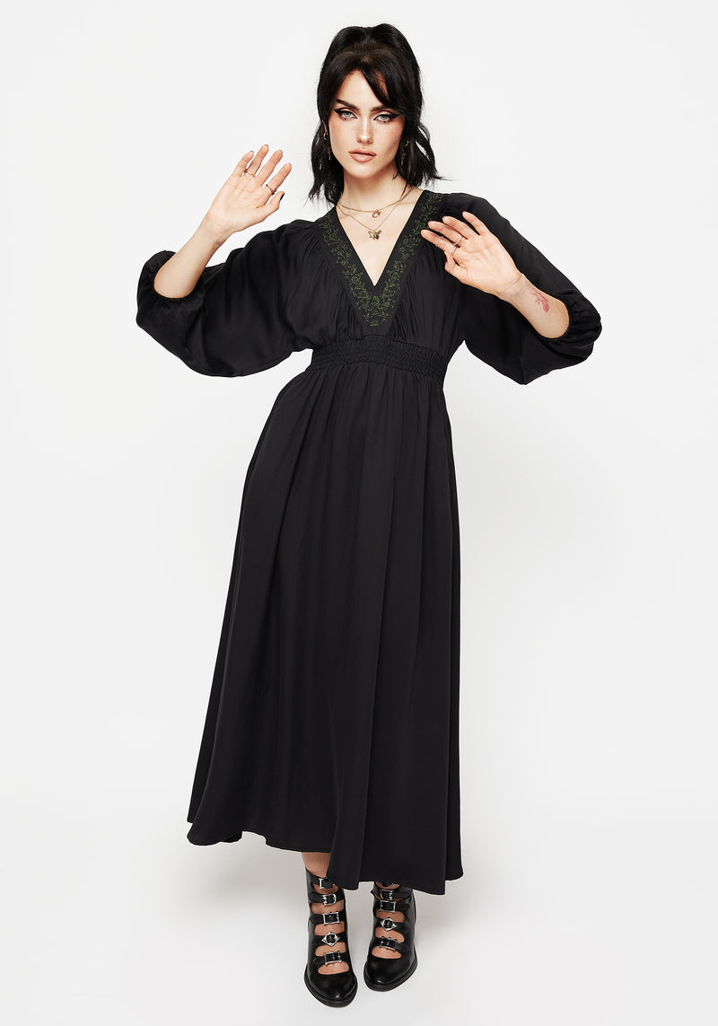 Veil Blumenmuster Bestickt Batwing Midaxi Kleid