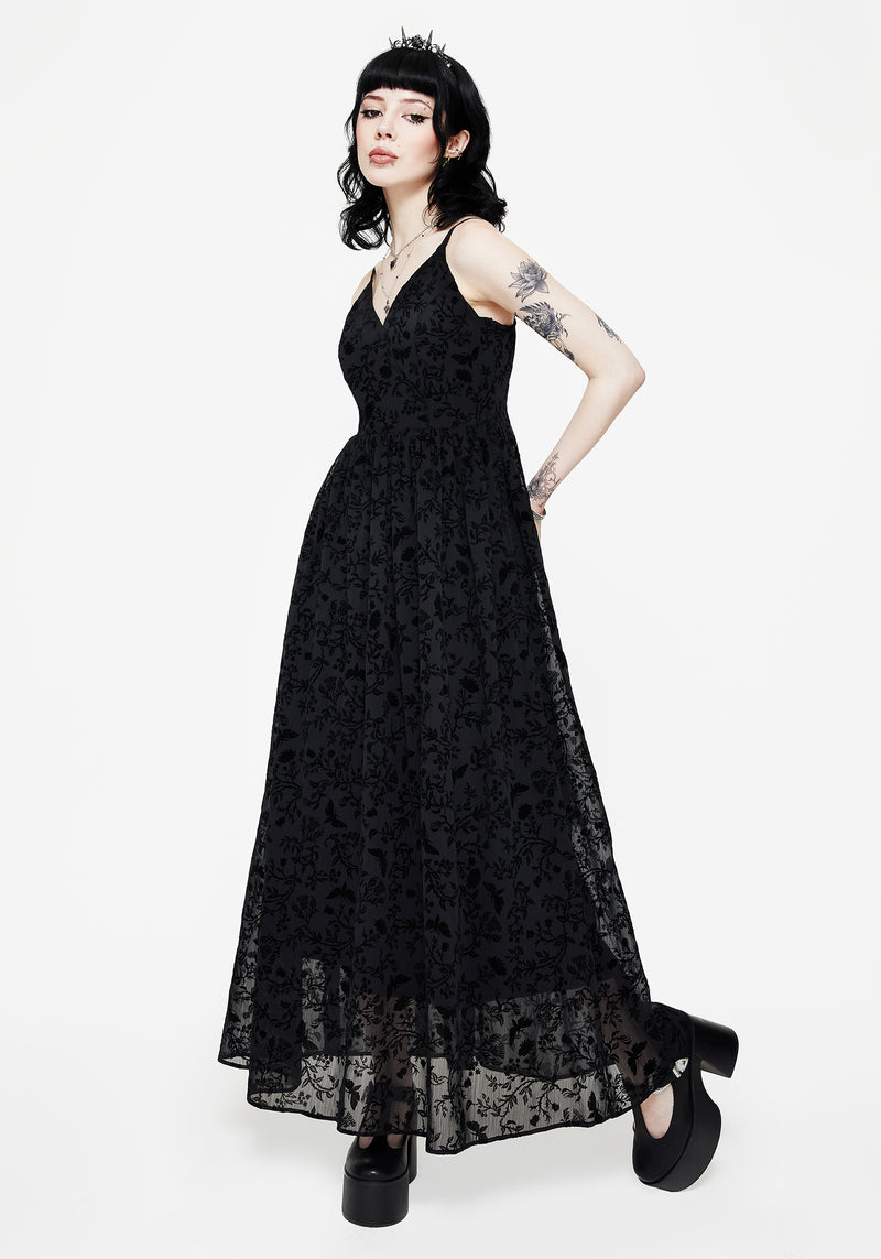 Faustina Beflockt Chiffon Maxi Cami Kleid