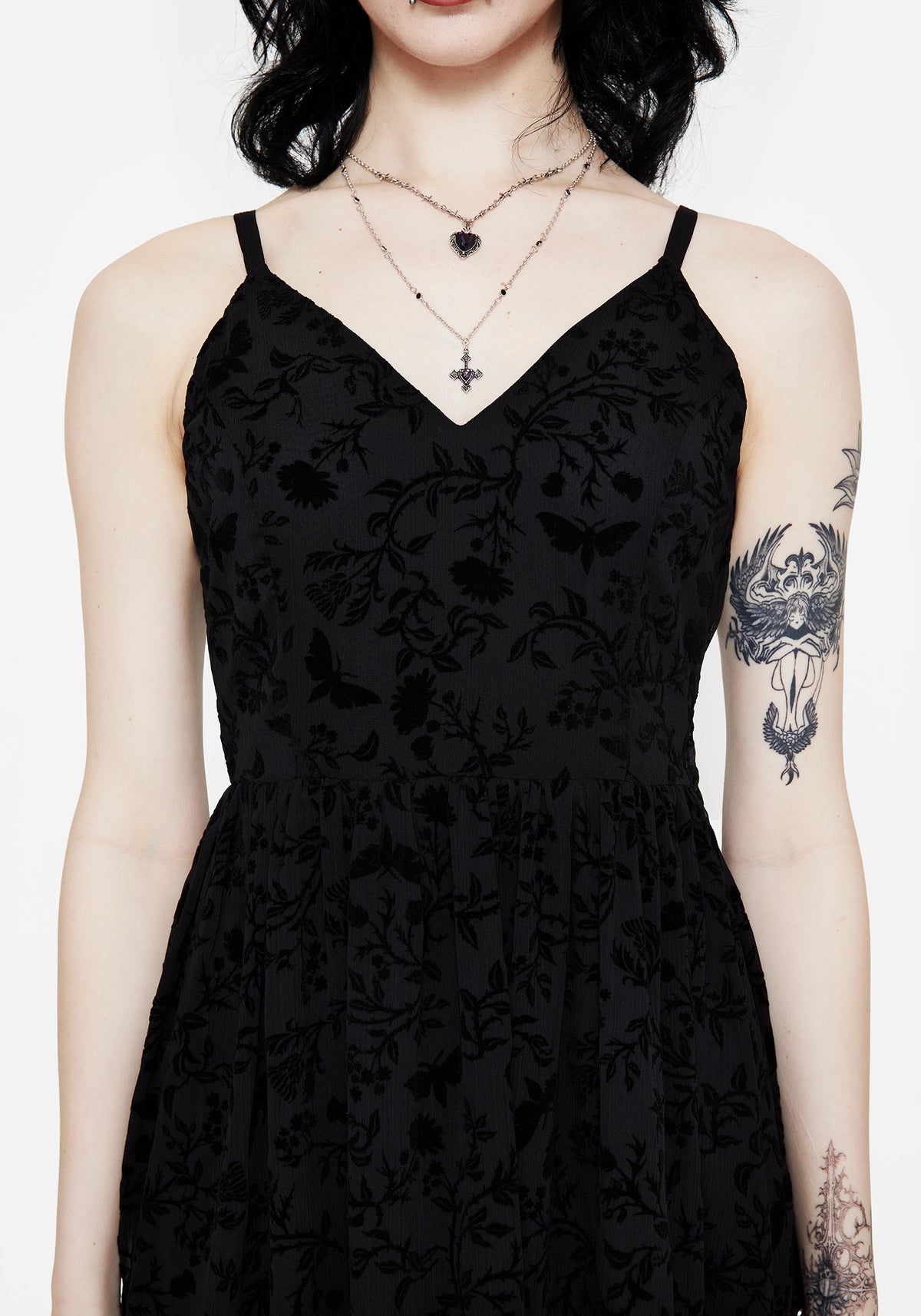 Faustina Beflockt Chiffon Maxi Cami Kleid