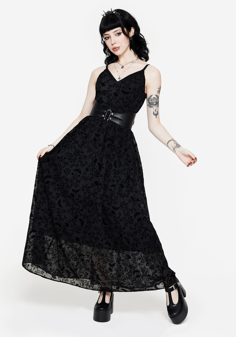 Faustina Beflockt Chiffon Maxi Cami Kleid