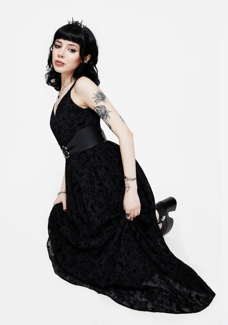 Faustina Beflockt Chiffon Maxi Cami Kleid