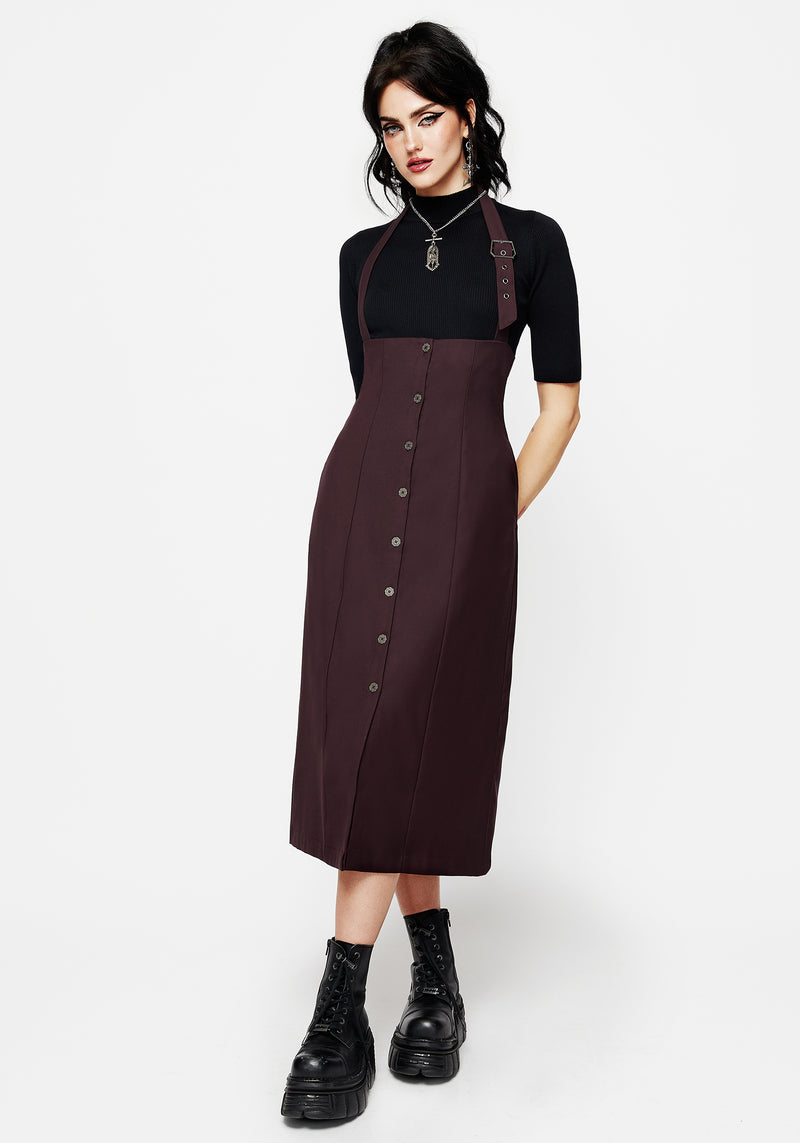 New Age Neckholder Hals Schürzenkleid Midi Kleid