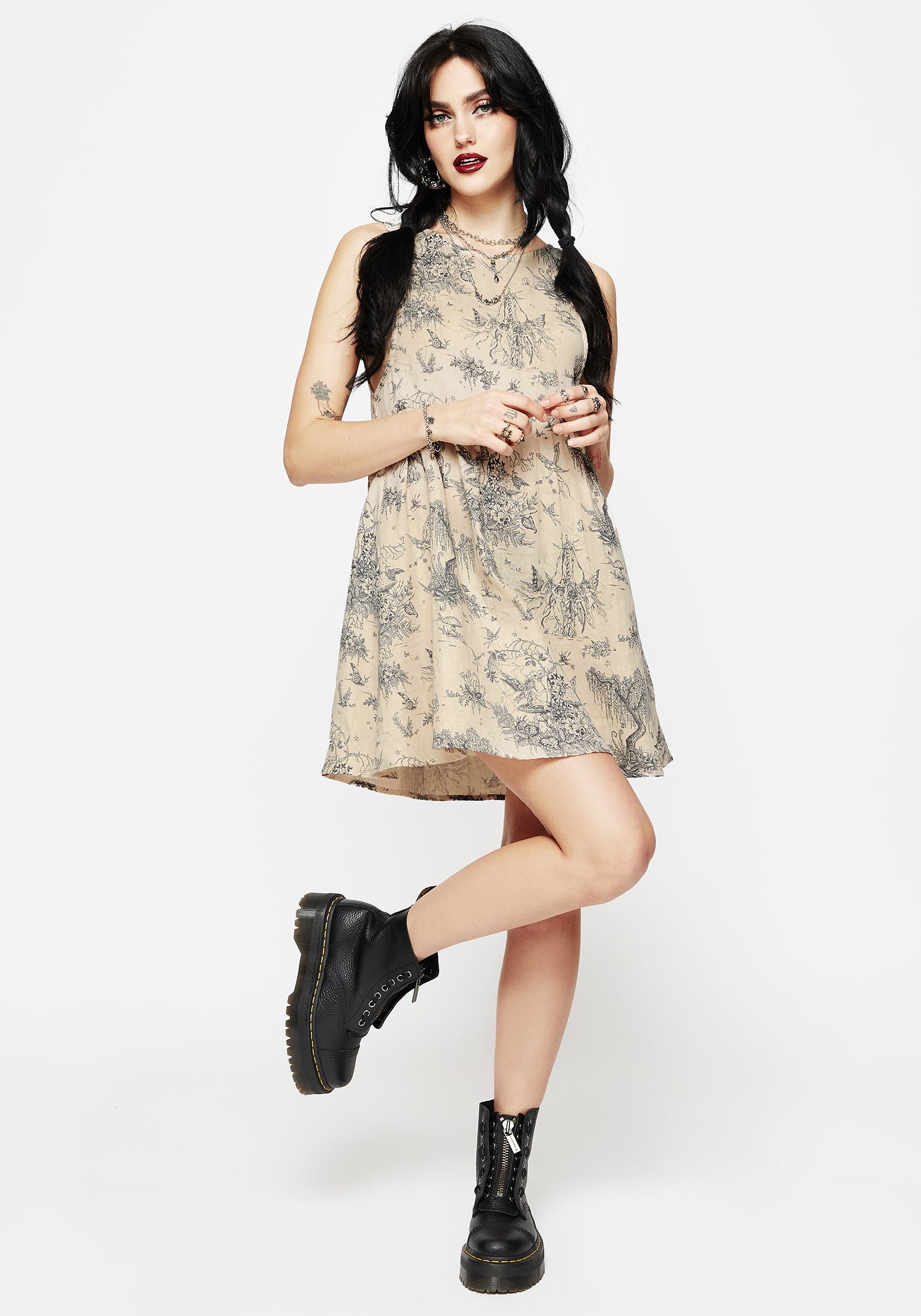 Maypole Baumwolle Druck Mini Rüsche Kleid
