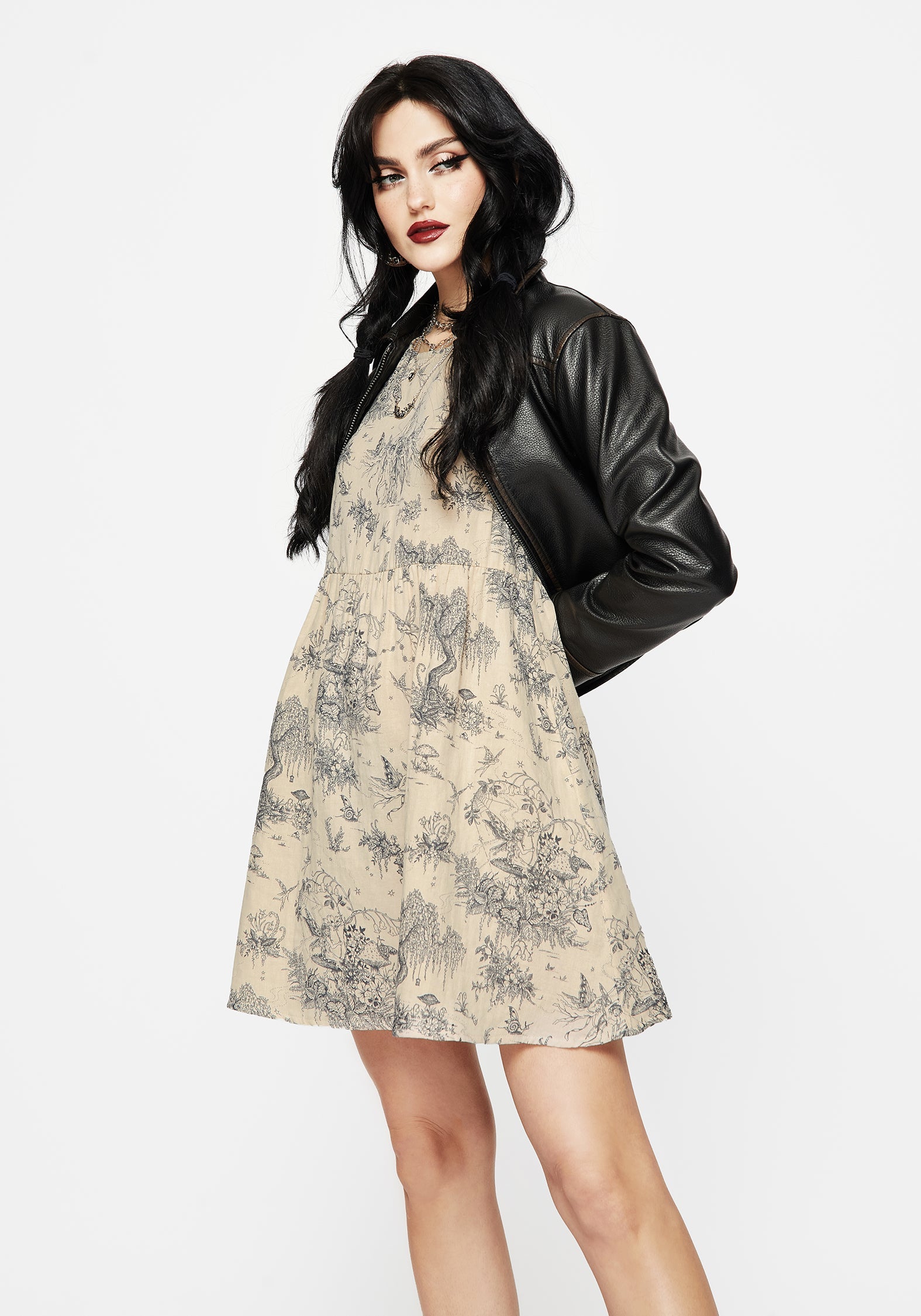 Maypole Baumwolle Druck Mini Rüsche Kleid
