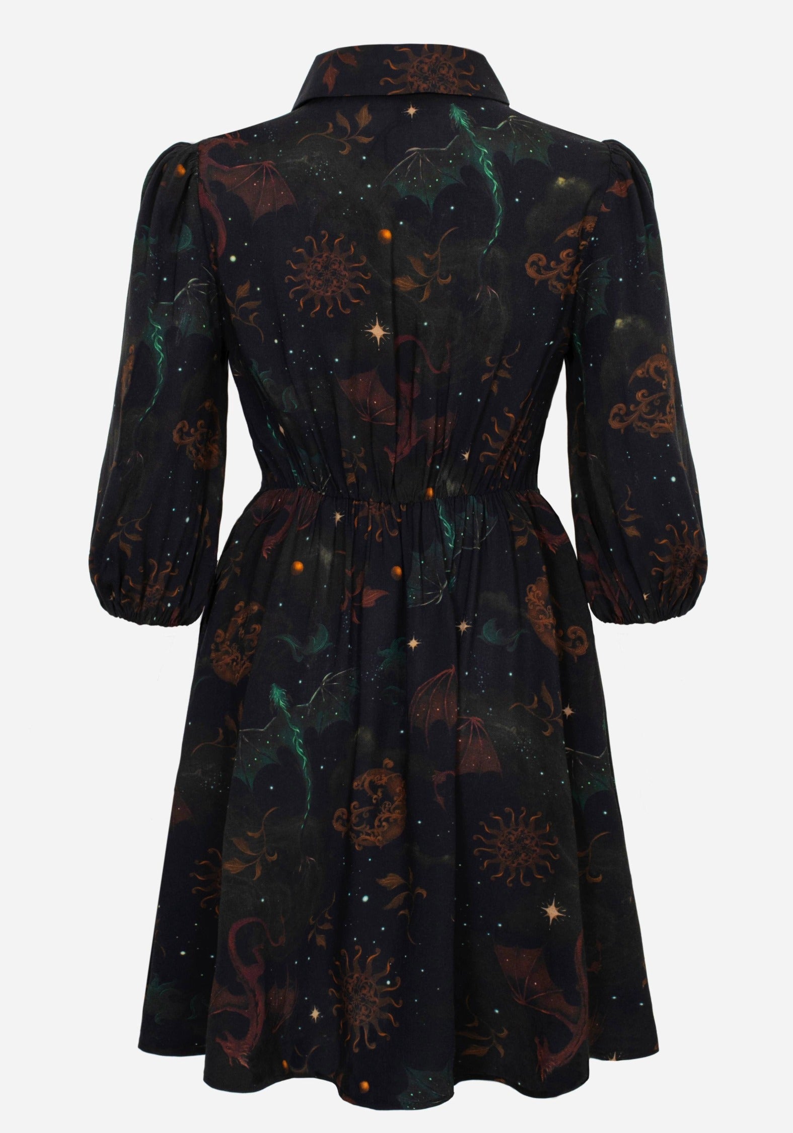 Phoenix Dragon Bedruckt Mini Hemd Kleid