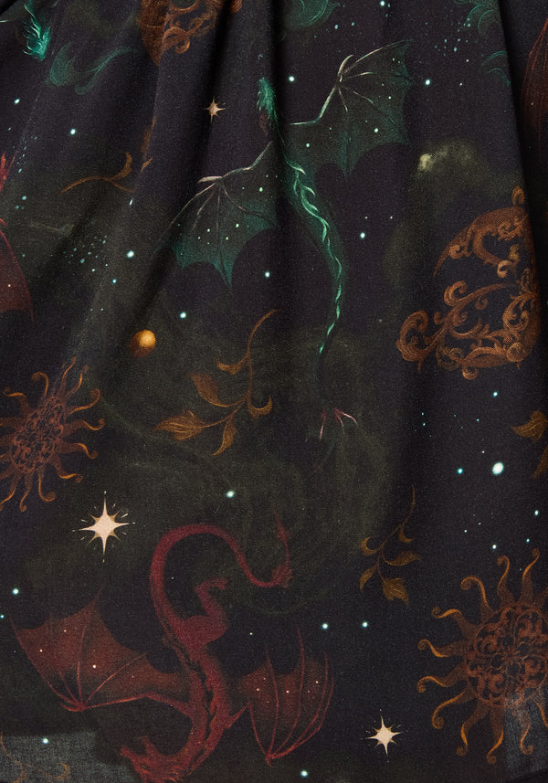 Phoenix Dragon Bedruckt Mini Hemd Kleid