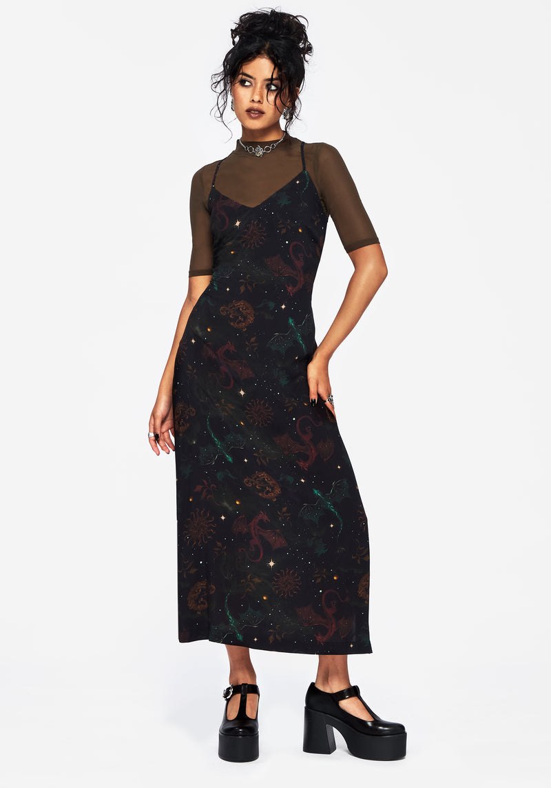 Phoenix Dragon Bedruckt Cami Midi Kleid