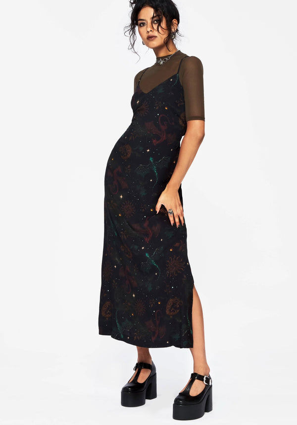 Phoenix Dragon Bedruckt Cami Midi Kleid
