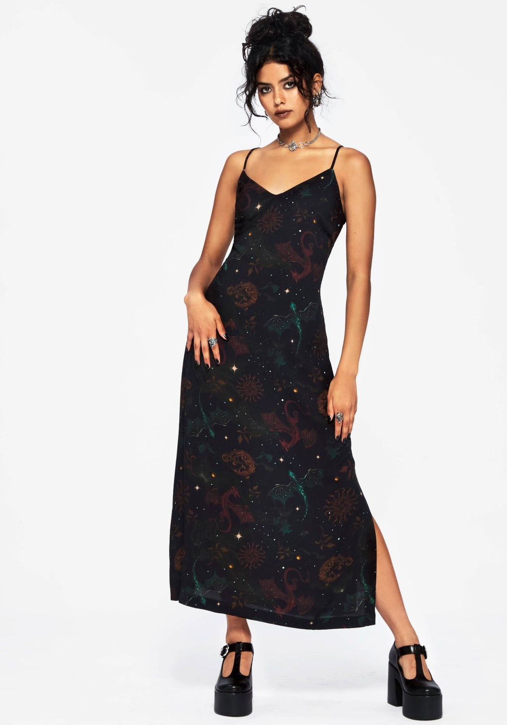 dragon printed maxi dress Dragon Tattoos Printed Maxi Dress