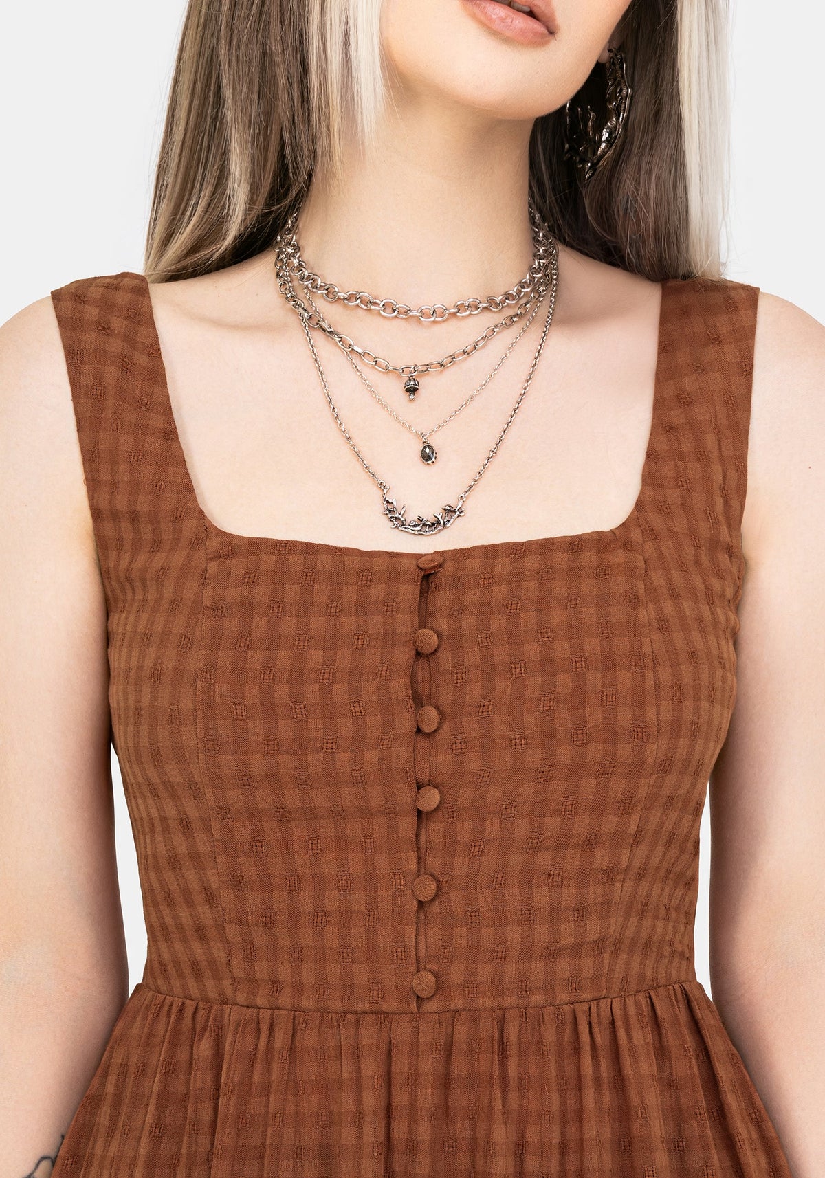 Soleil Cotton-Blend Prüfen Cami Midi Kleid
