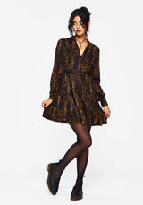 Azazel Schlange Bedruckt Gürtel Mini Kleid