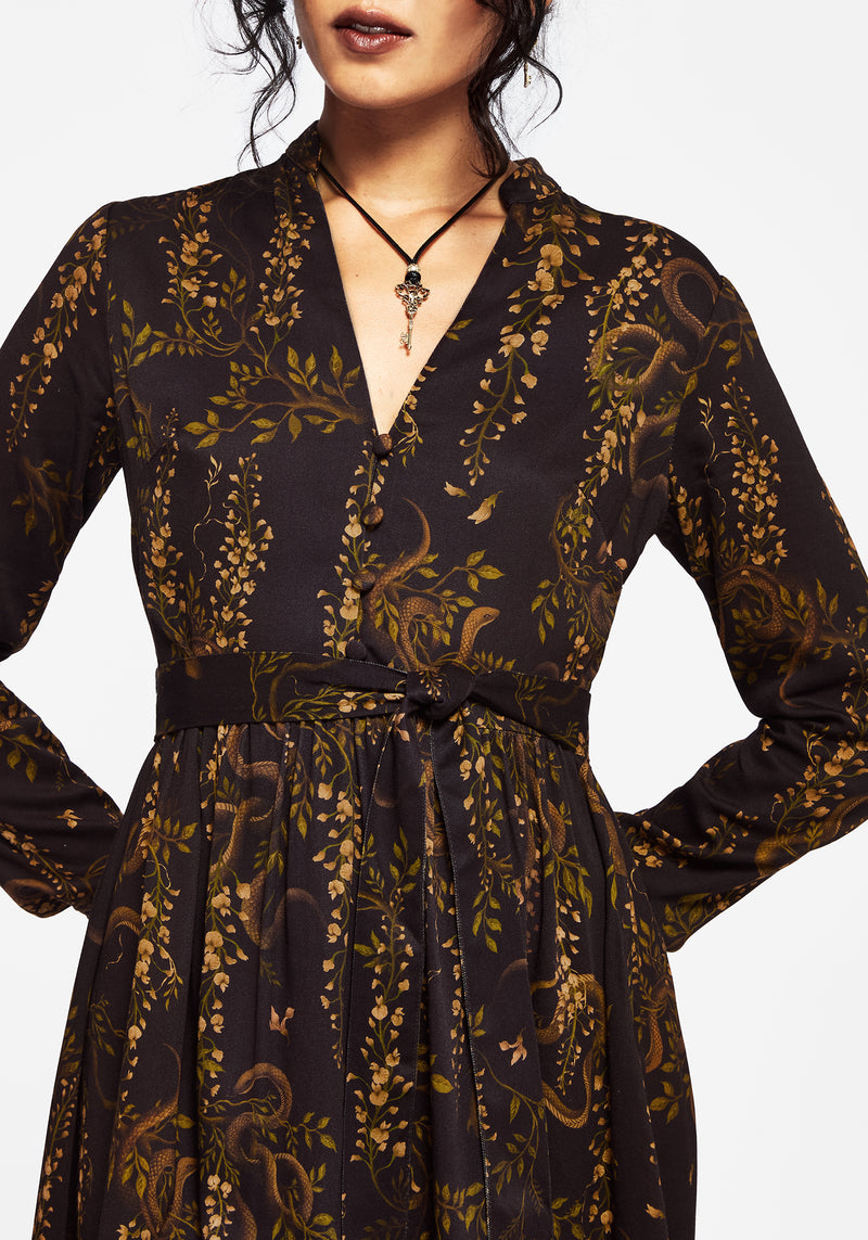 Azazel Schlange Bedruckt Gürtel Mini Kleid
