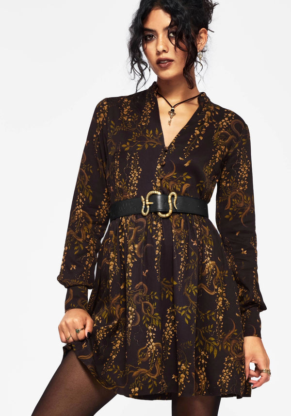 Azazel Schlange Bedruckt Gürtel Mini Kleid
