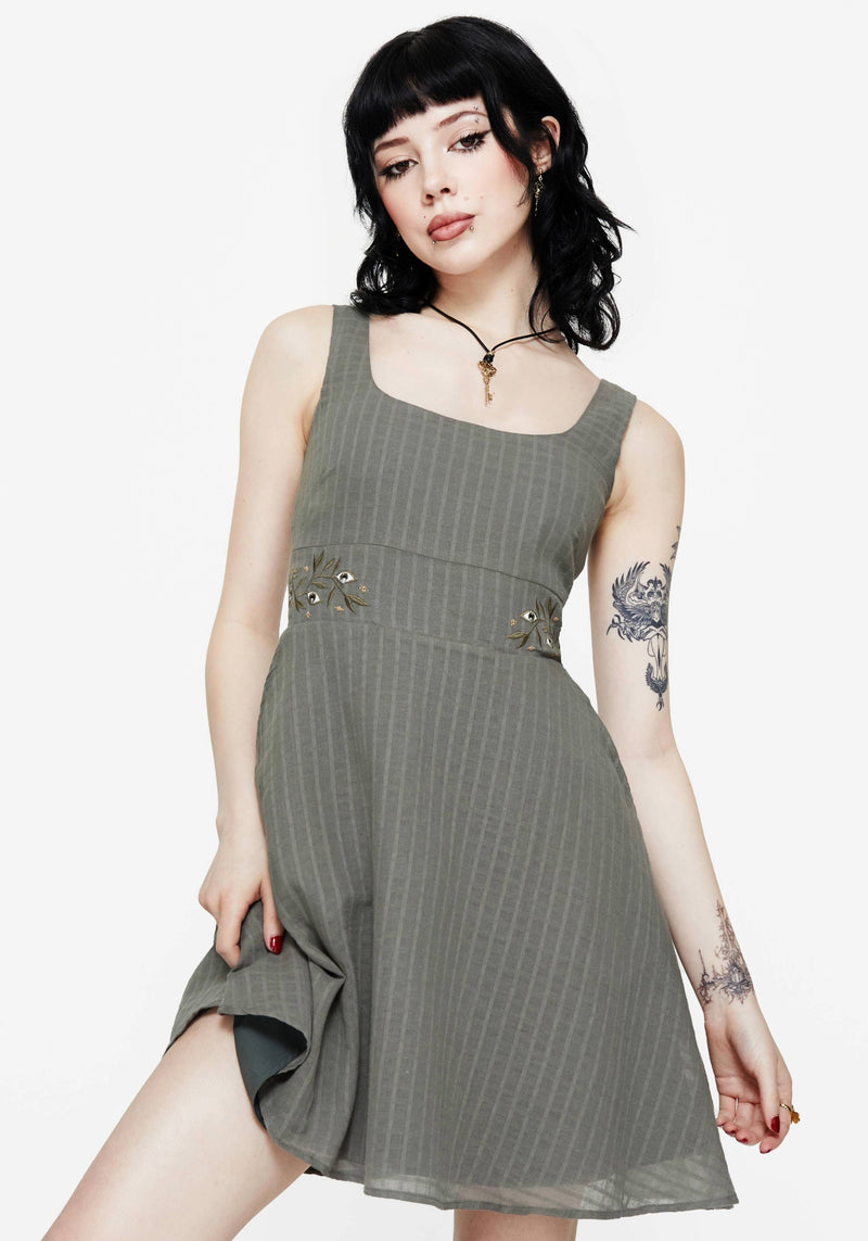 Koax Baumwolle Bestickt Schürzenkleid Mini Kleid