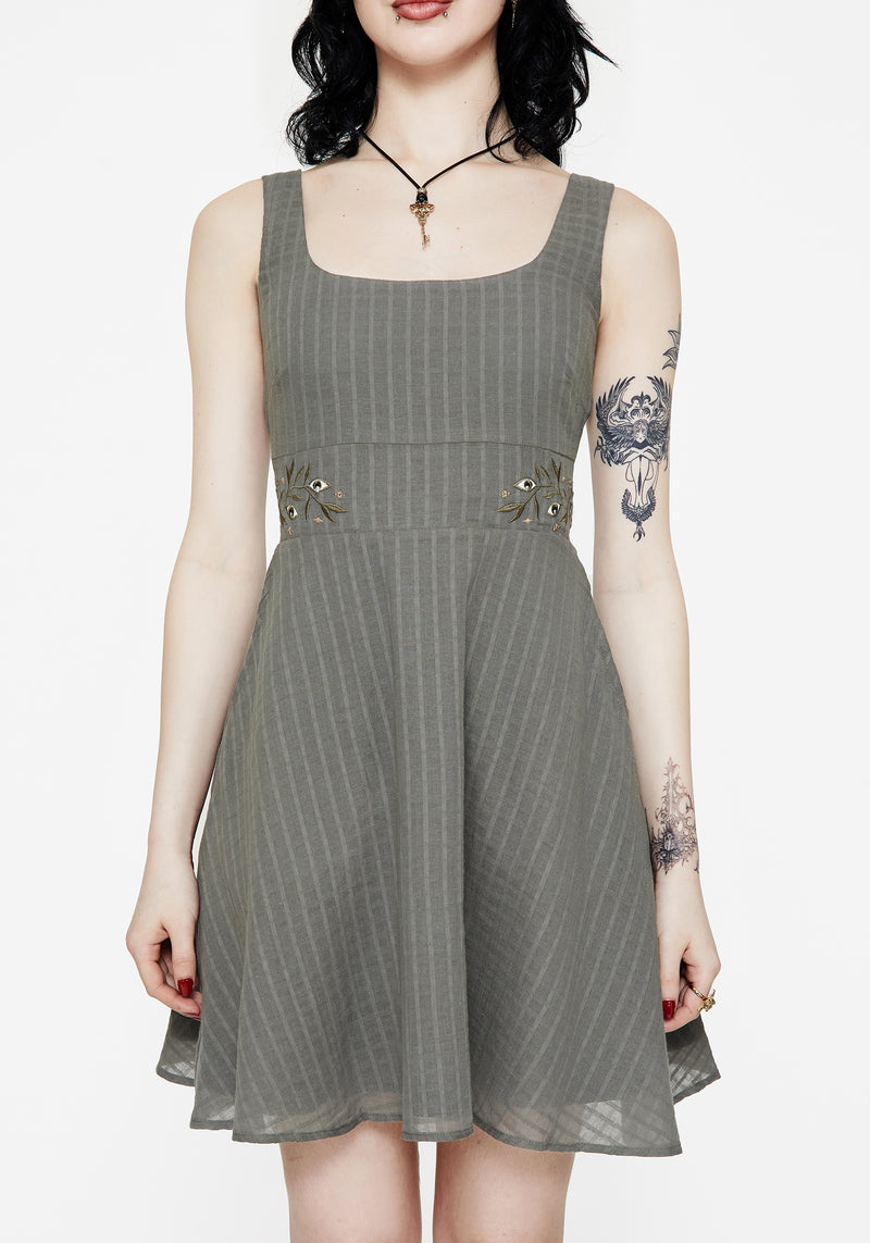 Koax Baumwolle Bestickt Schürzenkleid Mini Kleid