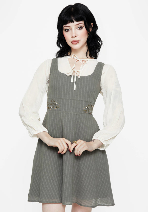 Koax Baumwolle Bestickt Schürzenkleid Mini Kleid