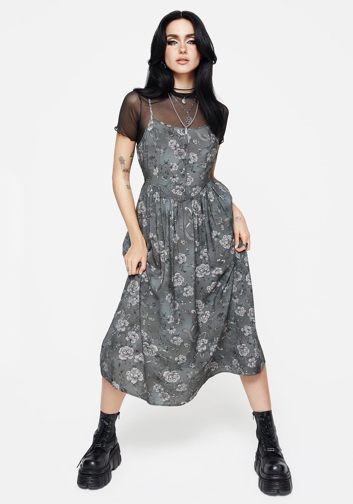 Meadow Blumenmuster Serpent Druck Cami Midi Kleid