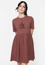 Aster Baumwolle Pentagramm Bestickt Mini Skater Kleid