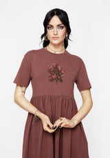 Aster Baumwolle Pentagramm Bestickt Mini Skater Kleid