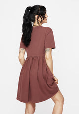 Aster Baumwolle Pentagramm Bestickt Mini Skater Kleid