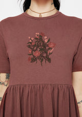 Aster Baumwolle Pentagramm Bestickt Mini Skater Kleid