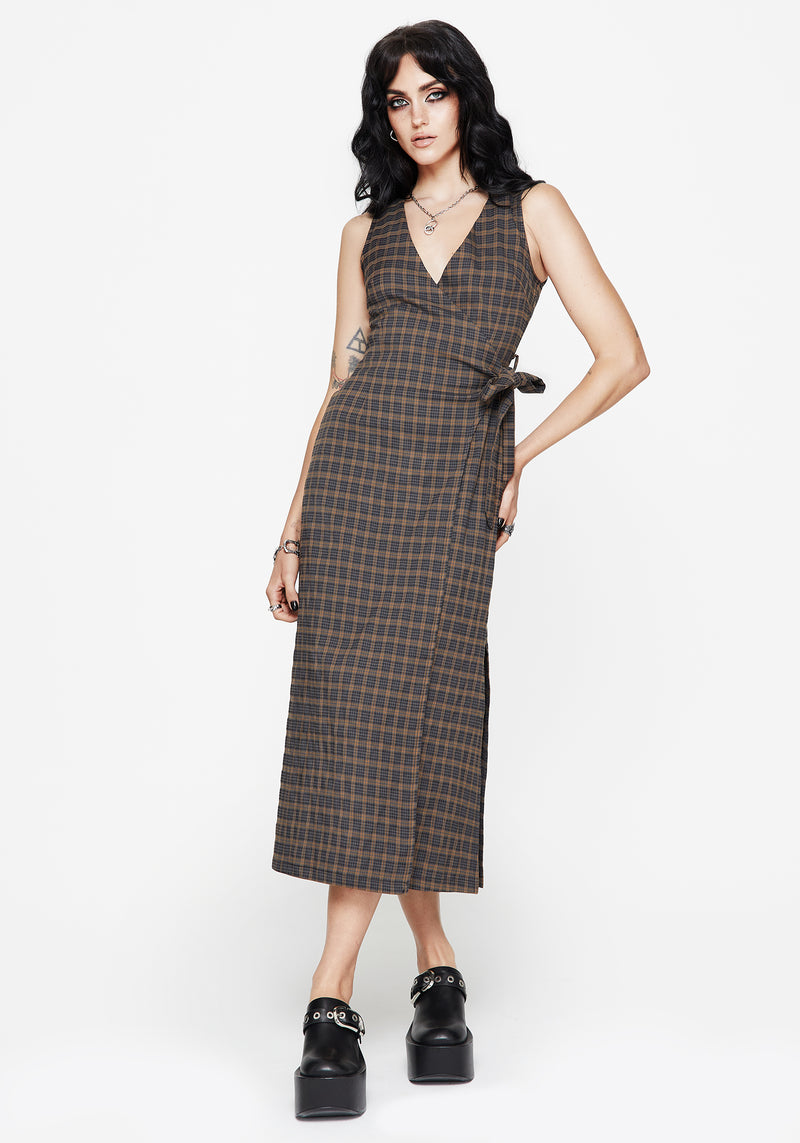 Allure Prüfen Ärmellos Midaxi Wickel Kleid