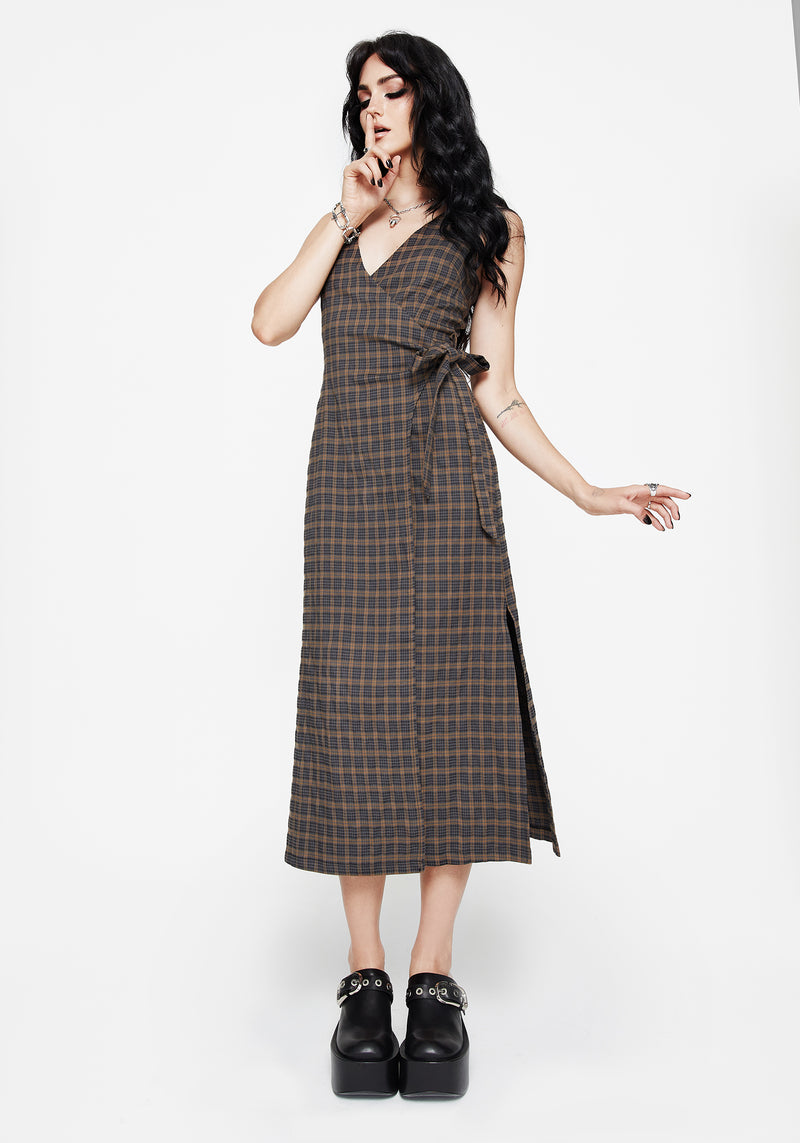 Allure Prüfen Ärmellos Midaxi Wickel Kleid
