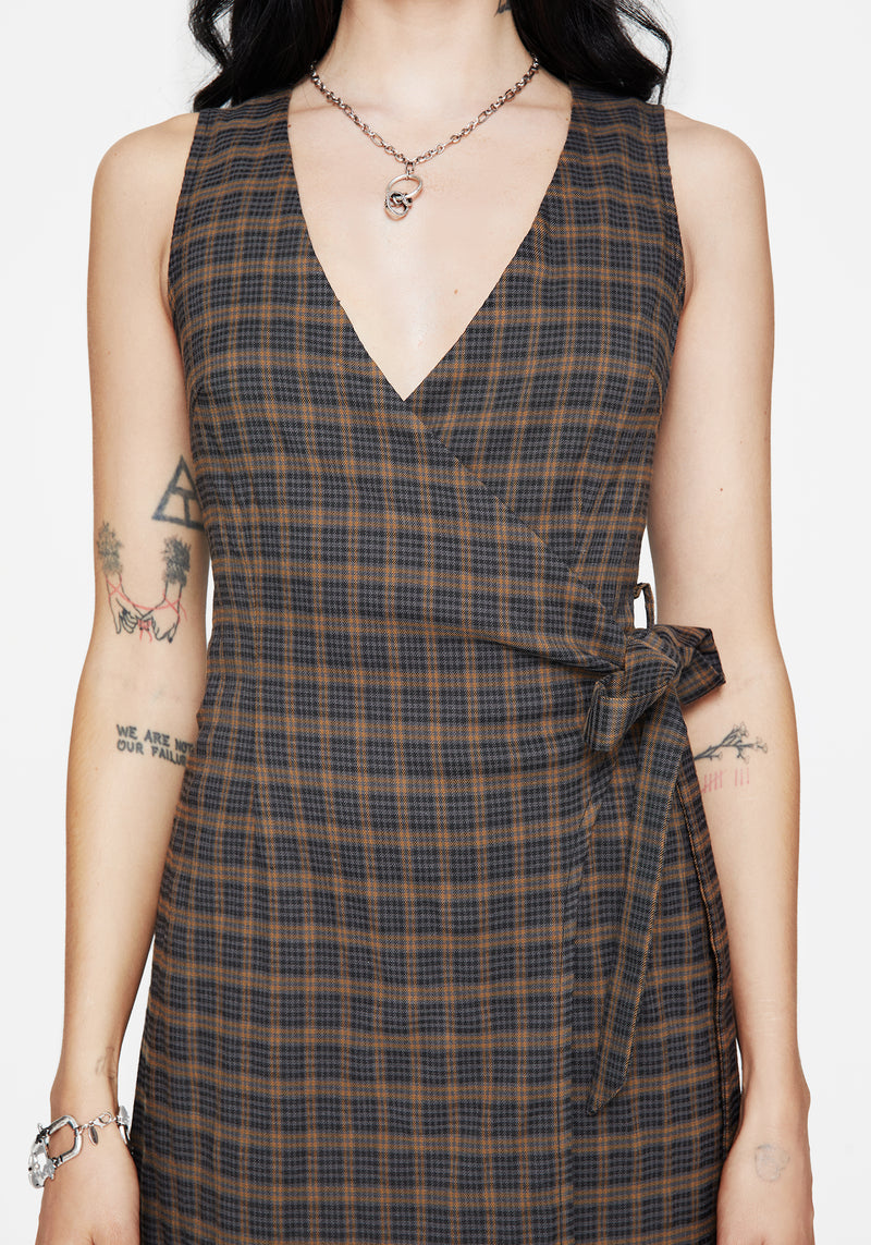 Allure Prüfen Ärmellos Midaxi Wickel Kleid