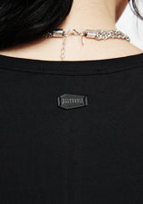 Fright Baumwolle Bestickt Gerafft Side Maxi Kleid