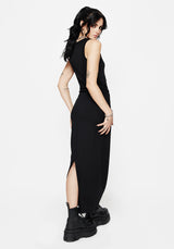 Fright Baumwolle Bestickt Gerafft Side Maxi Kleid
